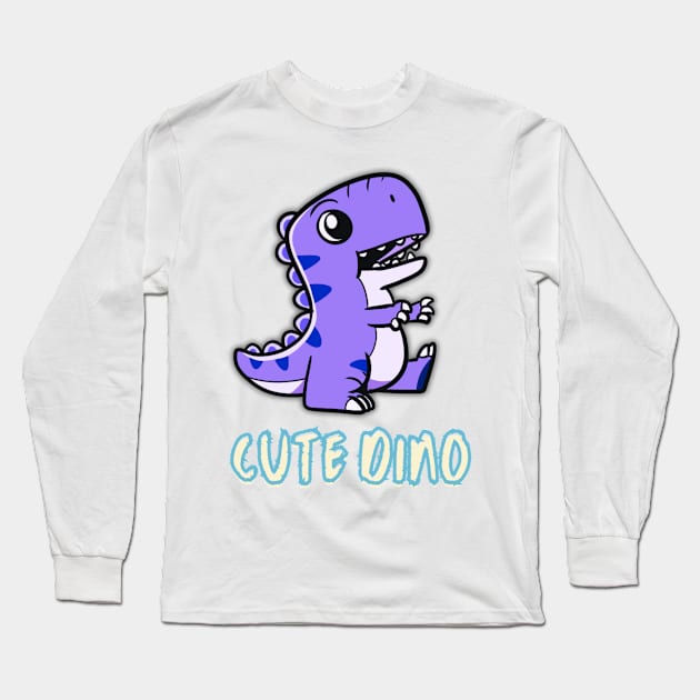 cute dino Long Sleeve T-Shirt by bahullah_art